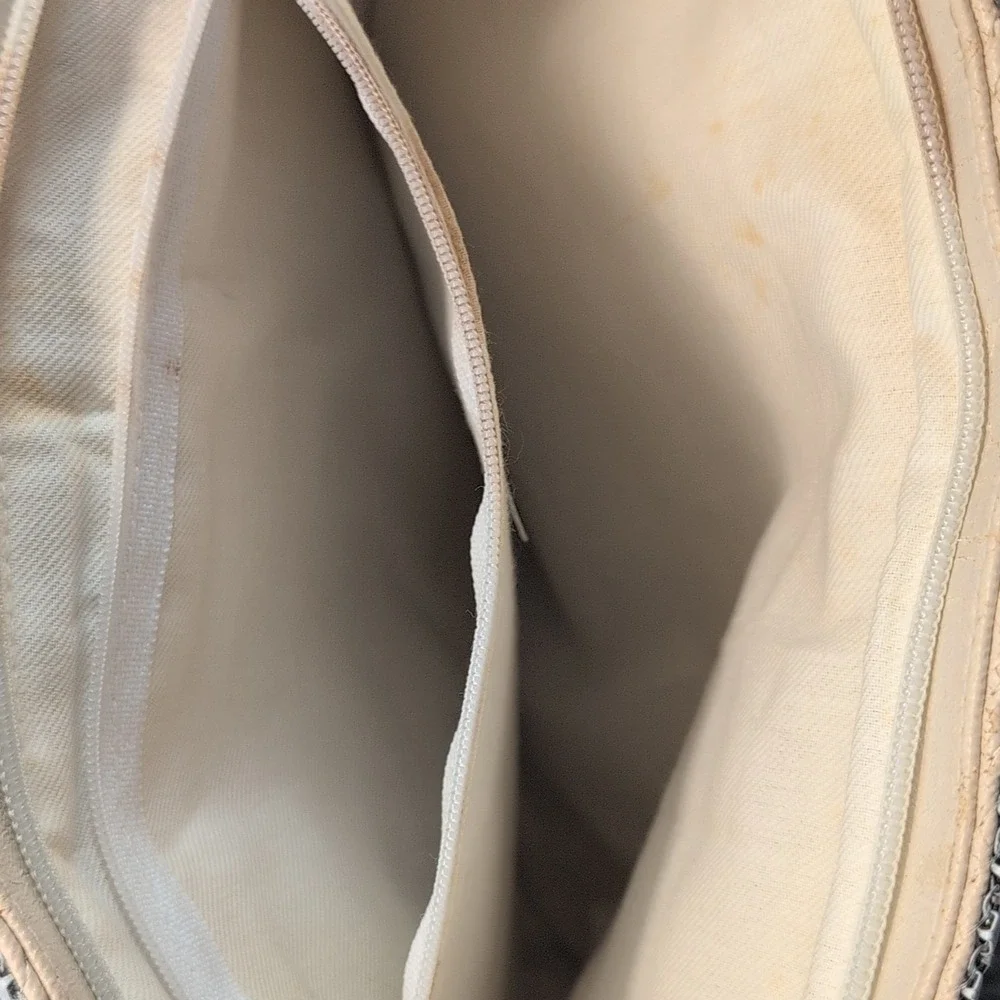 Vintage 60's/70's White Metal Tiled Shoulder Bag Gold Tone Chain Strap Zip